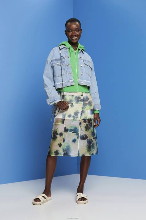 vestidos amarelo mulheres Esprit vestido midi organza estampado NBHL197