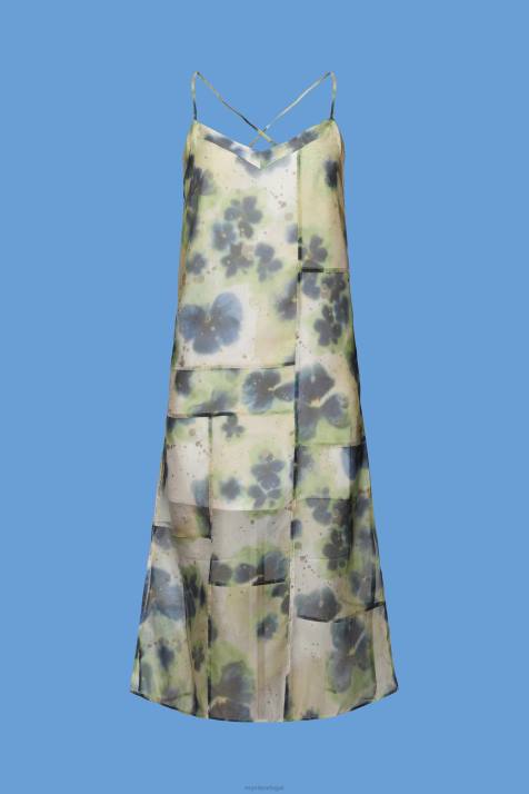 vestidos amarelo mulheres Esprit vestido midi organza estampado NBHL197