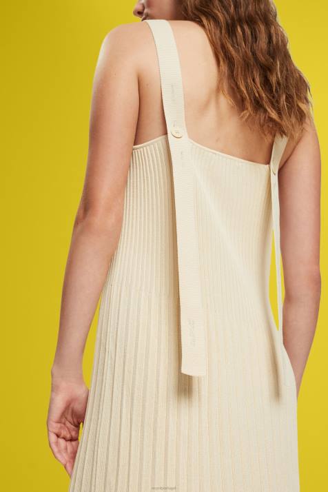 vestidos areia mulheres Esprit vestido de alça plissado NBHL492