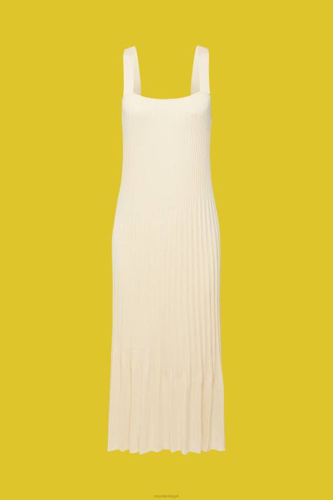 vestidos areia mulheres Esprit vestido de alça plissado NBHL492