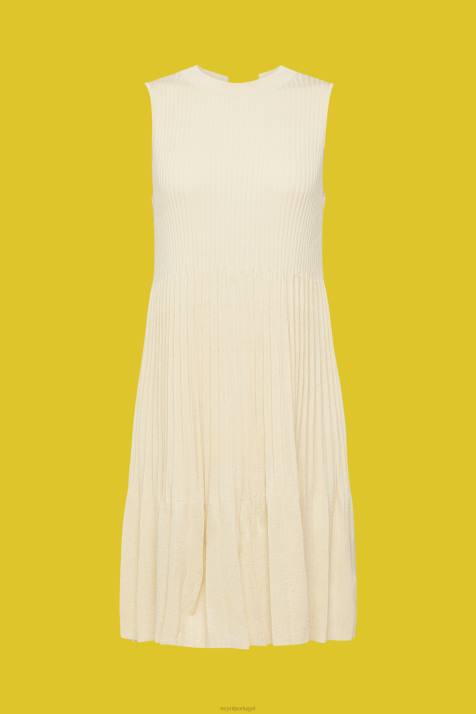 vestidos areia mulheres Esprit vestido plissado e flare NBHL383