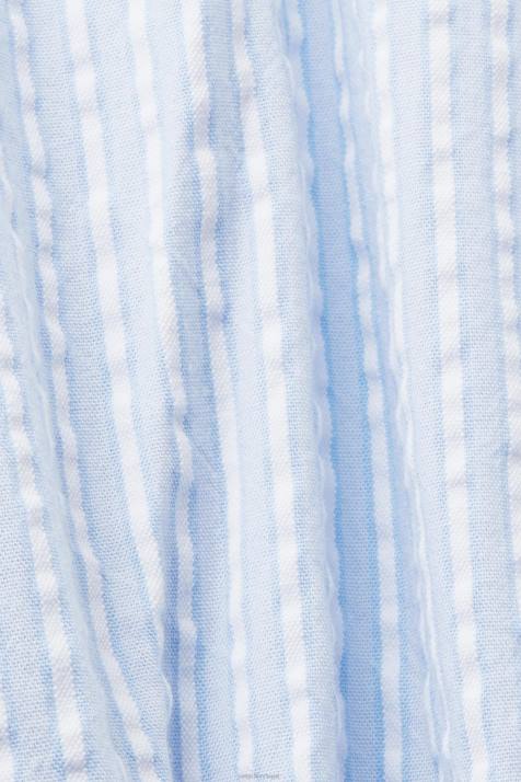 vestidos azul claro mulheres Esprit vestido camisa midi com cinto de amarração, mistura de algodão NBHL236