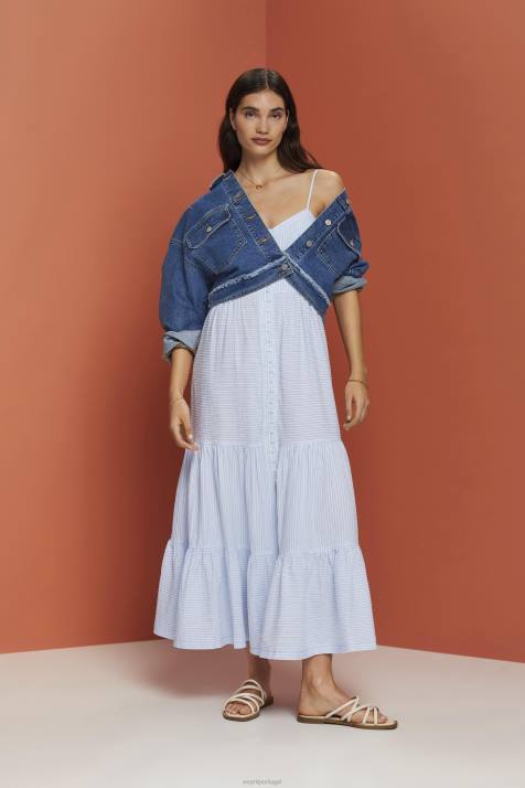 vestidos azul claro mulheres Esprit vestido maxi com tiras NBHL233