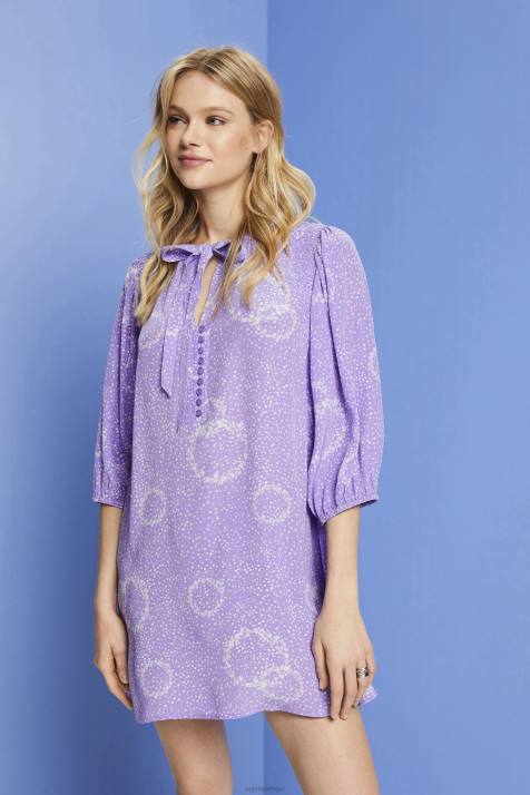 vestidos branco mulheres Esprit minivestido estampado com gravata borboleta NBHL230