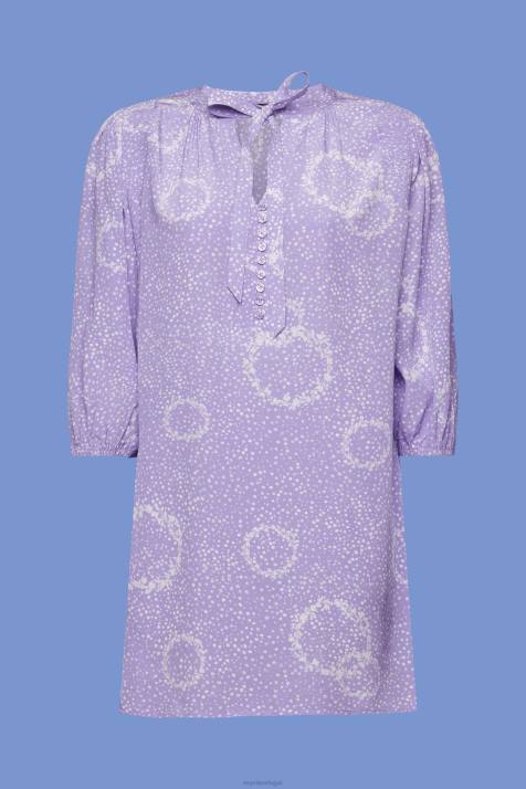 vestidos branco mulheres Esprit minivestido estampado com gravata borboleta NBHL230