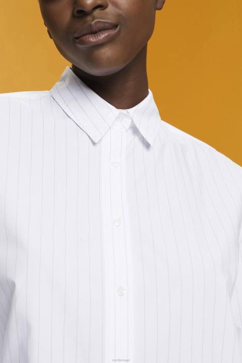 vestidos branco mulheres Esprit vestido camisa listrado, 100% algodão NBHL277