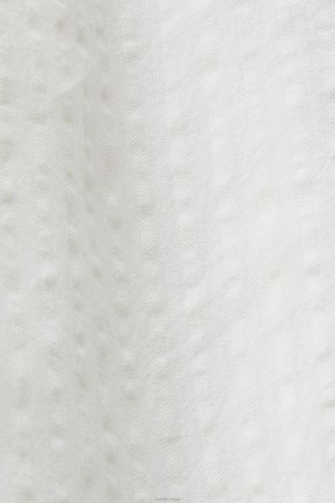vestidos branco mulheres Esprit vestido camisa midi com cinto de amarração, mistura de algodão NBHL235