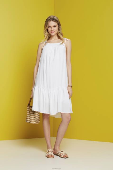 vestidos branco mulheres Esprit vestido de tiras com bata, tencel NBHL203