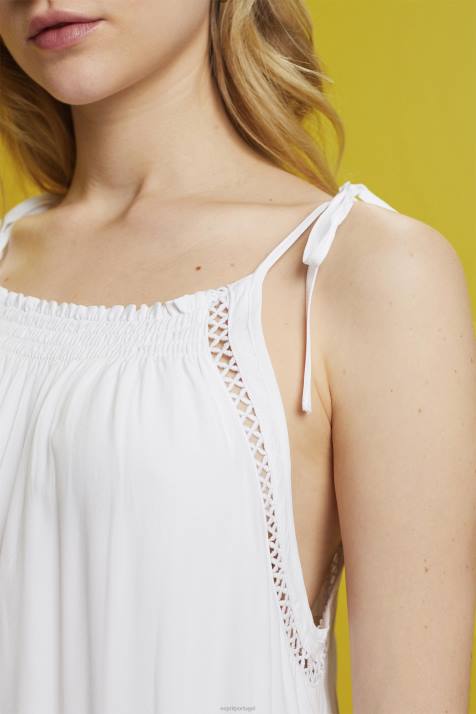 vestidos branco mulheres Esprit vestido de tiras com bata, tencel NBHL203
