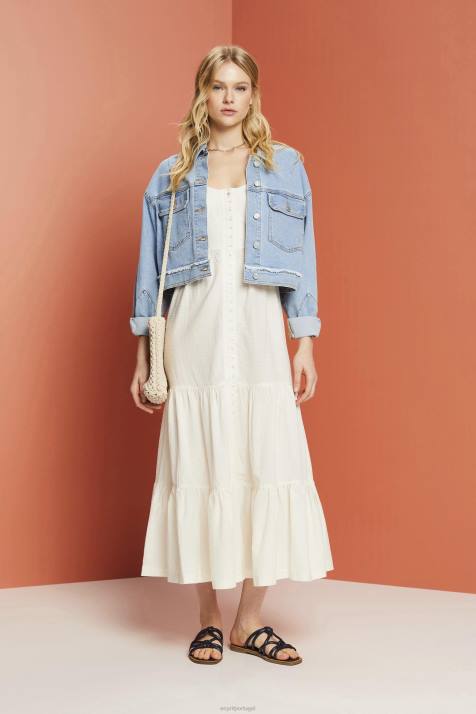 vestidos branco mulheres Esprit vestido maxi com tiras NBHL232