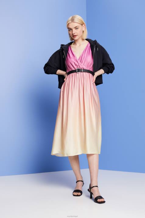 vestidos branco mulheres Esprit vestido midi estampado, lenzing ecovero NBHL76