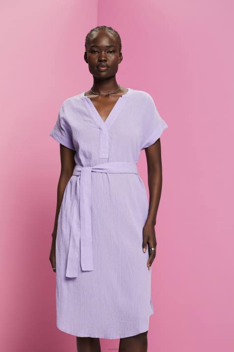 vestidos branco mulheres Esprit vestido midi franzido com cinto NBHL54