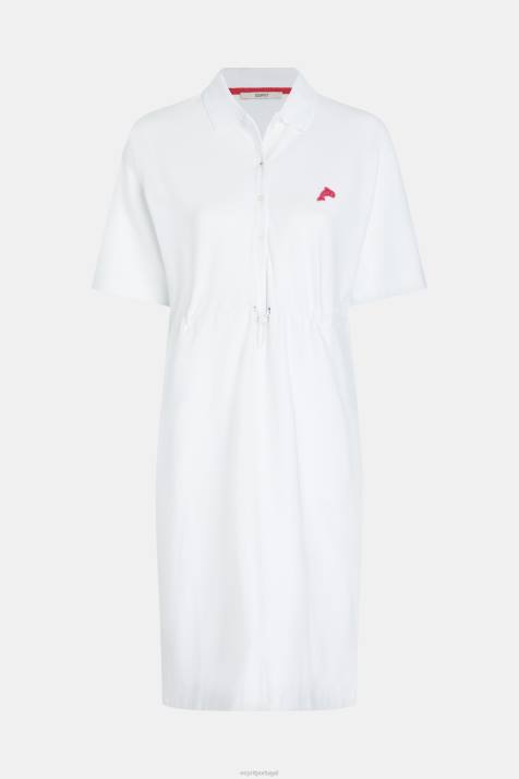 vestidos branco mulheres Esprit vestido polo plissado Dolphin Tennis Club NBHL502