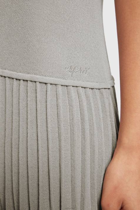 vestidos cinza médio mulheres Esprit vestido peplum plissado NBHL487