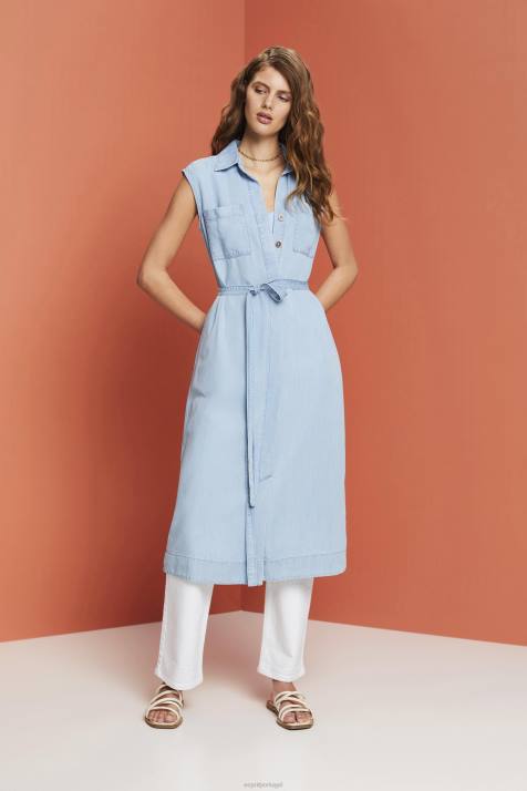 vestidos lavagem com luz azul mulheres Esprit vestidos tecidos NBHL181