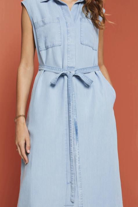 vestidos lavagem com luz azul mulheres Esprit vestidos tecidos NBHL181