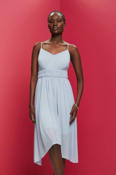 vestidos lavanda azul claro mulheres Esprit vestido de malha com cintura elástica NBHL66