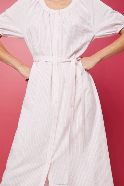 vestidos luz rosa mulheres Esprit vestido camisa midi com cinto de amarração, mistura de algodão NBHL129