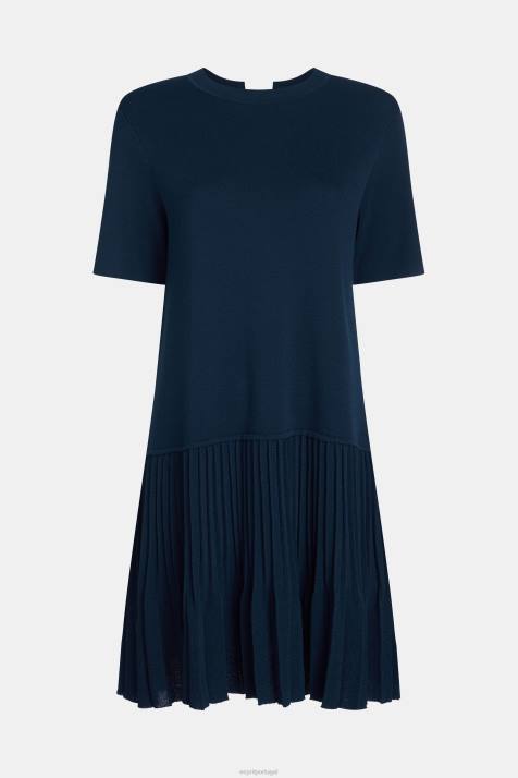 vestidos marinha mulheres Esprit lindo vestido com babados e bainha NBHL470