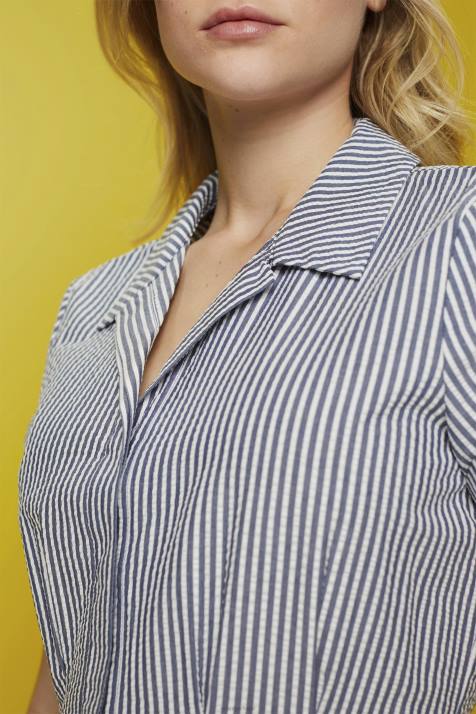 vestidos marinha mulheres Esprit vestido camisa seersucker, 100% algodão NBHL179