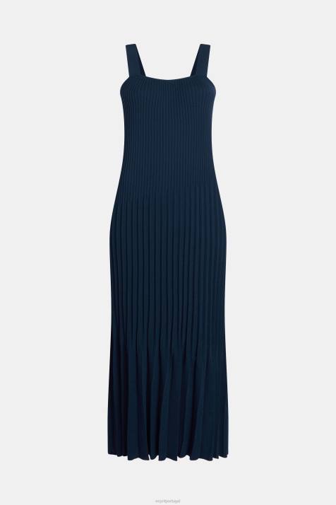 vestidos marinha mulheres Esprit vestido de alça plissado NBHL388