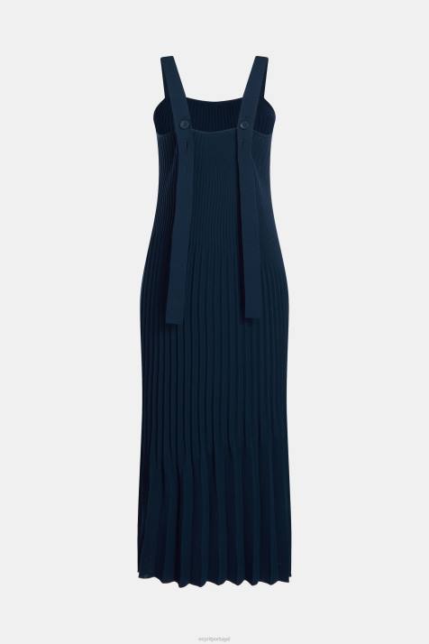 vestidos marinha mulheres Esprit vestido de alça plissado NBHL388
