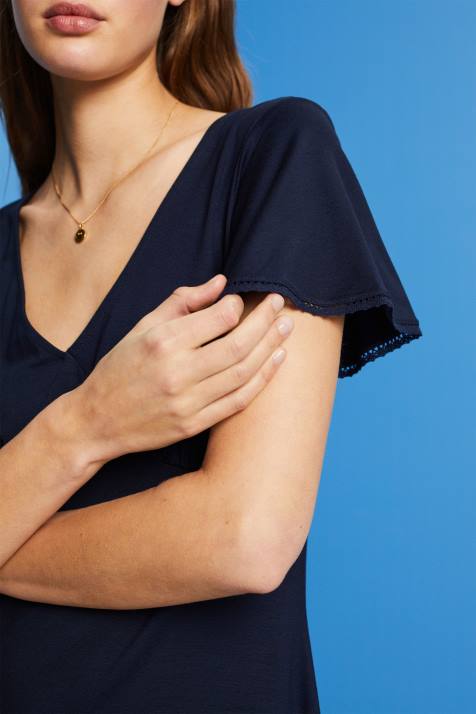 vestidos marinha mulheres Esprit vestido jersey com mangas sino NBHL64