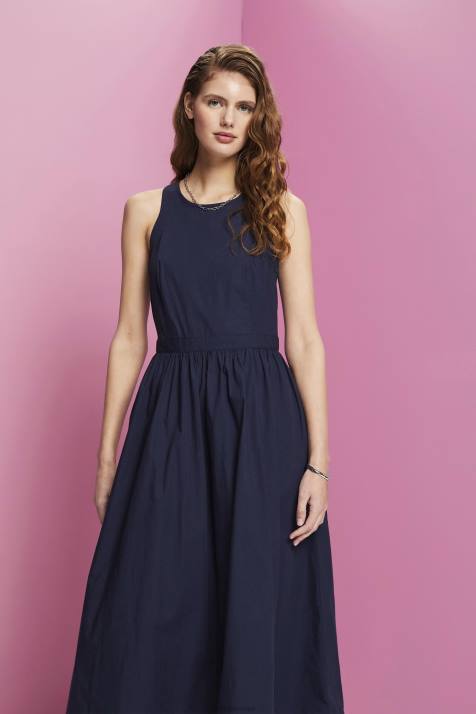 vestidos marinha mulheres Esprit vestido midi de algodão NBHL185