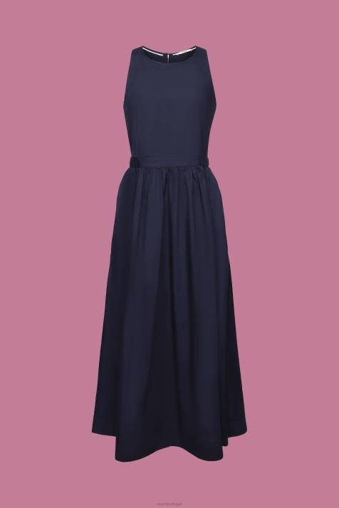 vestidos marinha mulheres Esprit vestido midi de algodão NBHL185
