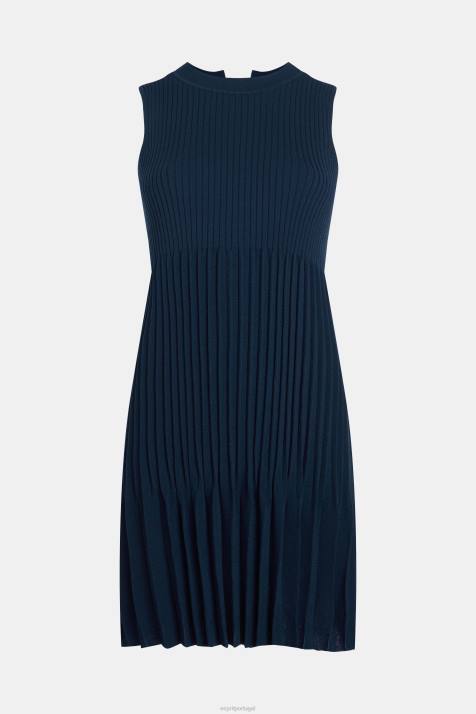 vestidos marinha mulheres Esprit vestido plissado e flare NBHL384