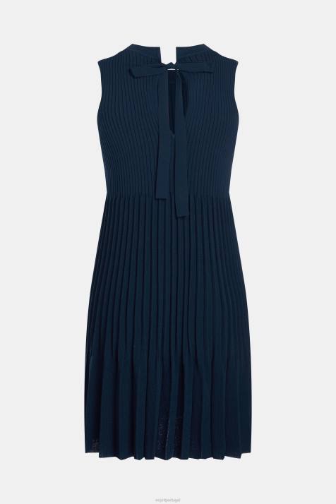 vestidos marinha mulheres Esprit vestido plissado e flare NBHL384