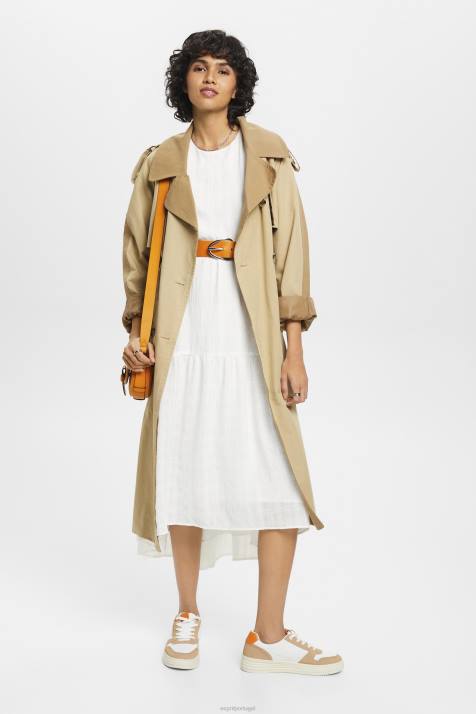 vestidos off white mulheres Esprit vestido midi leve com mangas balão NBHL294