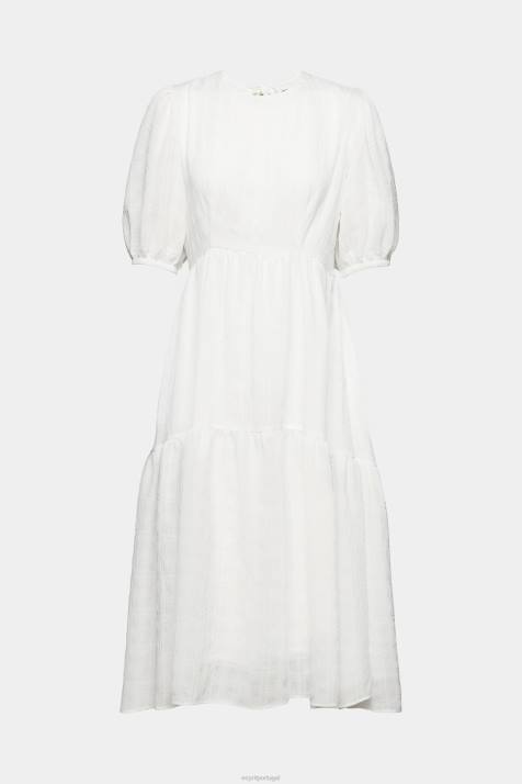 vestidos off white mulheres Esprit vestido midi leve com mangas balão NBHL294