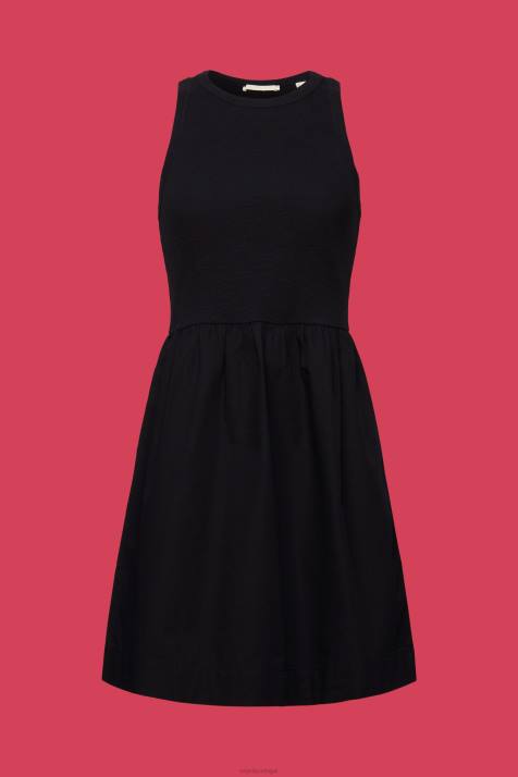 vestidos preto mulheres Esprit minivestido mix de tecidos NBHL69