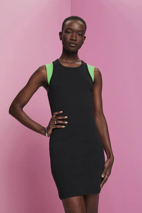 vestidos preto mulheres Esprit vestido em jersey canelado NBHL285