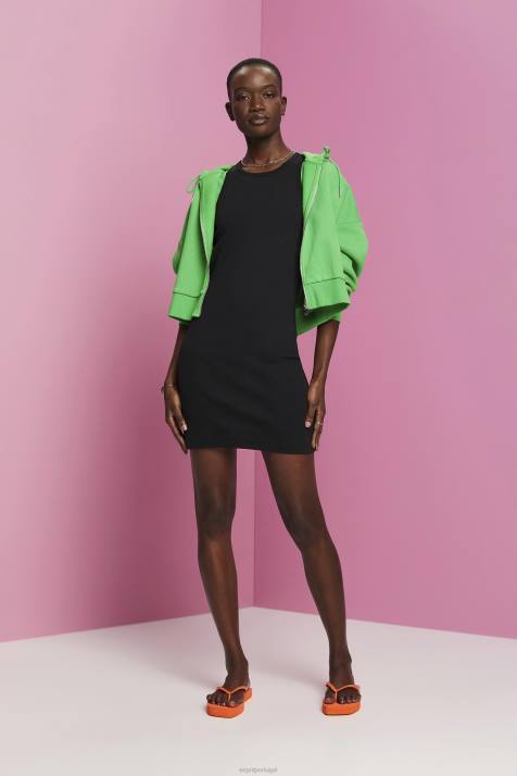 vestidos preto mulheres Esprit vestido em jersey canelado NBHL285