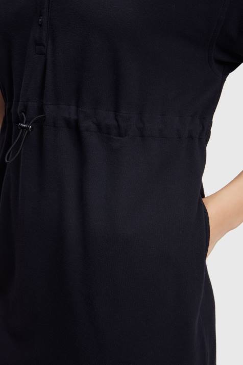 vestidos preto mulheres Esprit vestido polo plissado Dolphin Tennis Club NBHL501