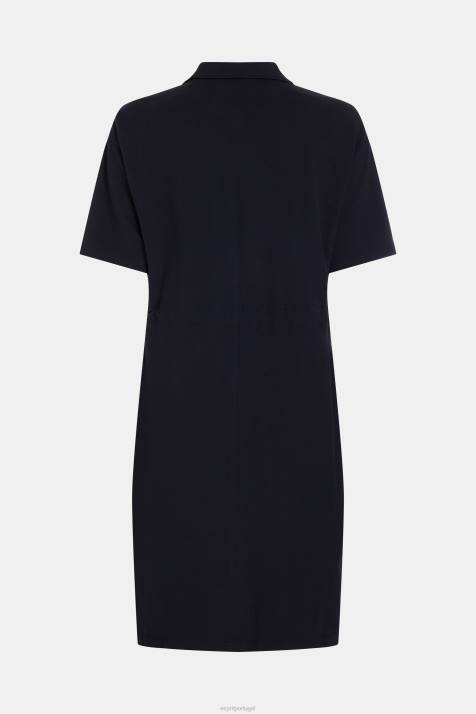 vestidos preto mulheres Esprit vestido polo plissado Dolphin Tennis Club NBHL501