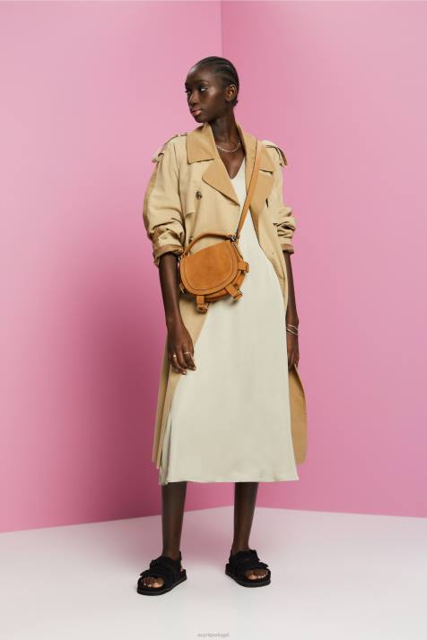 vestidos verde empoeirado mulheres Esprit vestido midi de cetim NBHL55