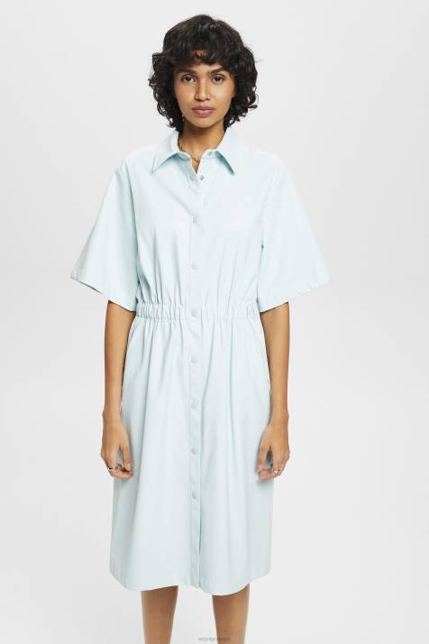vestidos verde água claro mulheres Esprit vestido camisa de couro sintético NBHL295