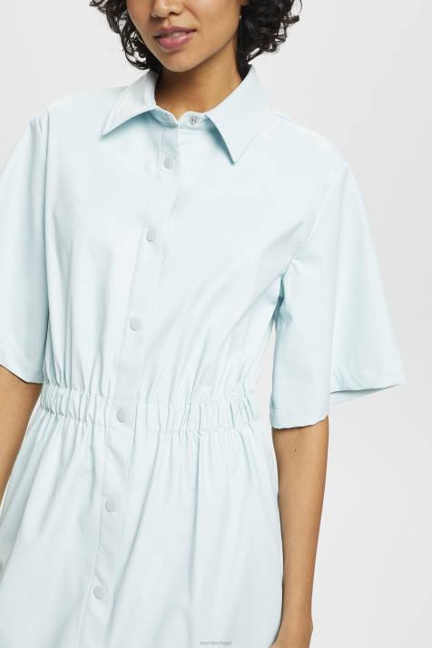 vestidos verde água claro mulheres Esprit vestido camisa de couro sintético NBHL295