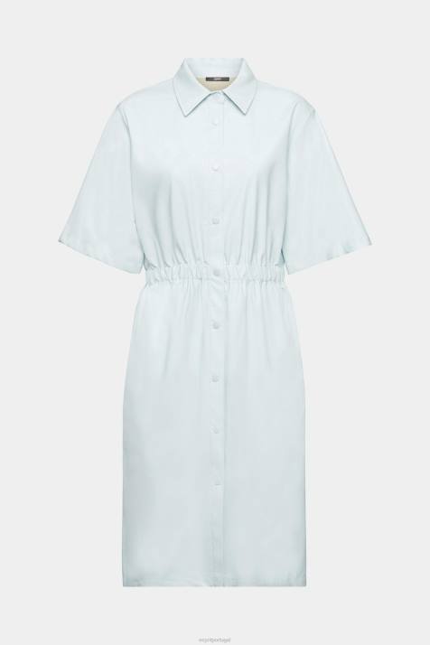 vestidos verde água claro mulheres Esprit vestido camisa de couro sintético NBHL295