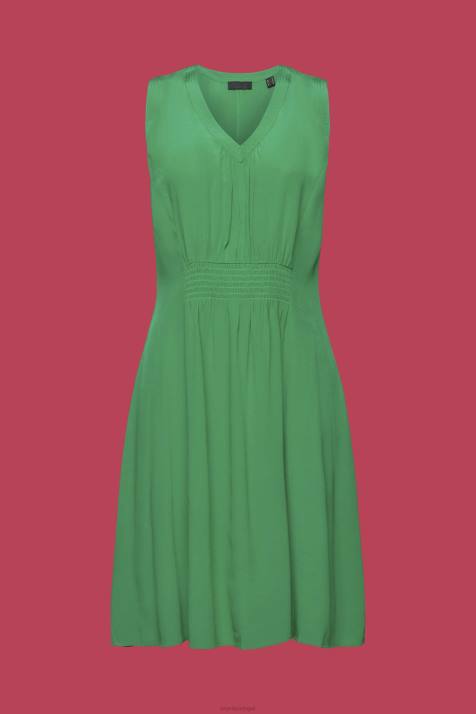 vestidos verde mulheres Esprit mini vestido com cintura franzida NBHL227