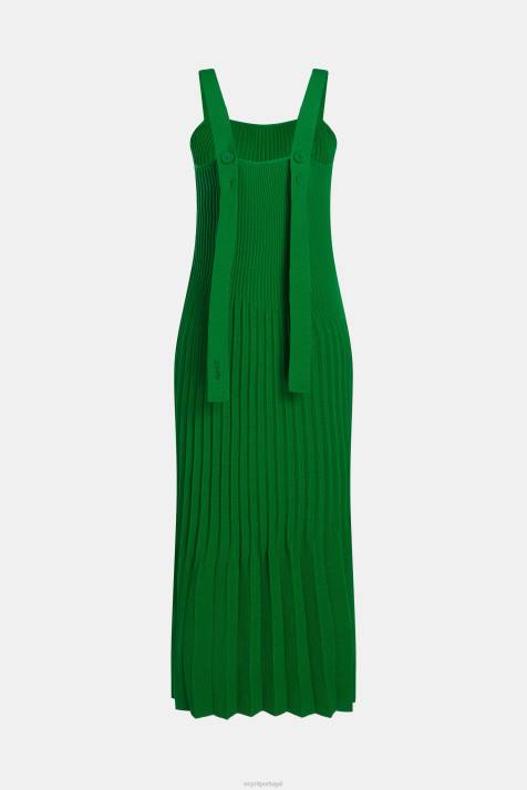 vestidos verde mulheres Esprit vestido de alça plissado NBHL387