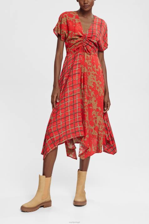 vestidos vermelho mulheres Esprit vestido estampado misto, lenzing ecovero NBHL547